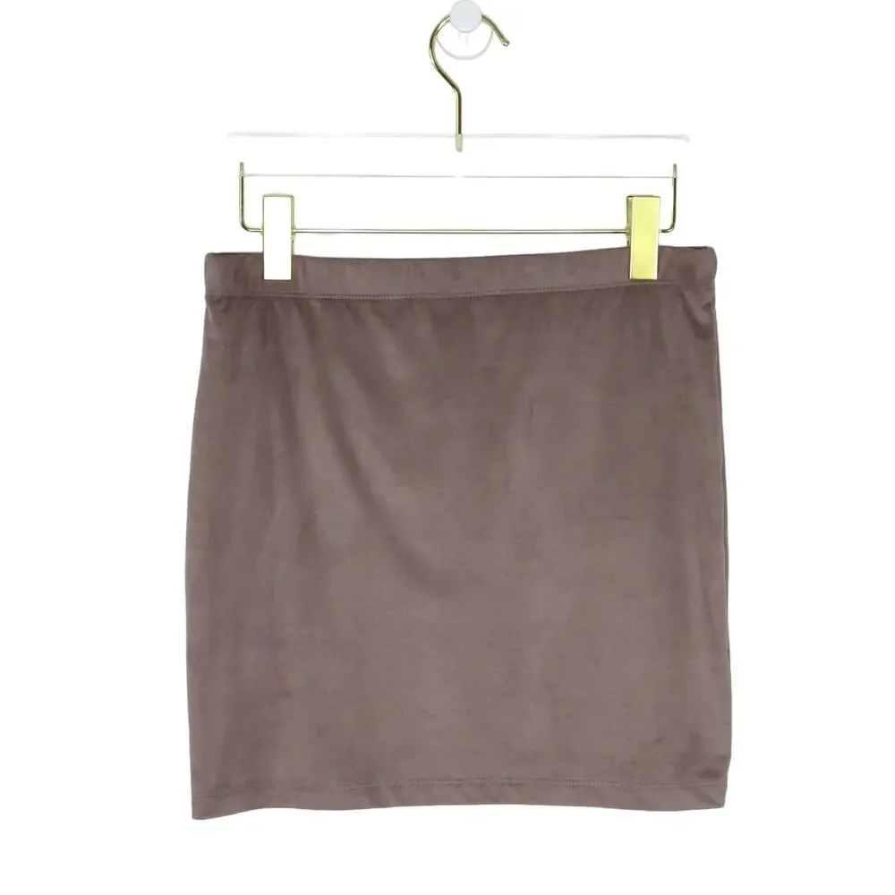 ASOS Taupe Suede Mini Skirt Size 6 Small Sexy Going Out